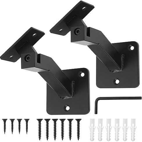 RealPlus Handrail Brackets Heavy Duty Steel Swivel Hand Rail Brackets for Staircase Stair Railing, Pack of 2