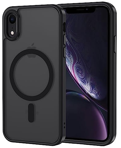 XTCASE für iPhone XR Hülle Magnetisch kompatibel mit Magsafe, Matt Transluzente Handyhülle für iPhone XR Kratzfeste PC Rückseite + TPU Bumper - Schwarz