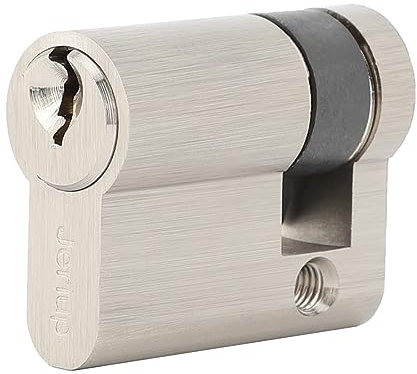 Jeriup Copper Half Cylinder Lock for Wooden Doors, Nickel, Key Lock, 40mm, Single Side Open, Anti-Rust, 3 Yale Keys, 6 Pieces