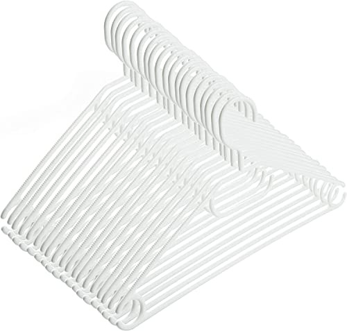 40 Kleiderbügel weiß Kunststoff mit drehbaren Haken, 41 cm platzsparend Kleiderbügel Plastik weiß, 40 Stück Bügel, Made in EU, langlebig 100% Recyclingmaterial