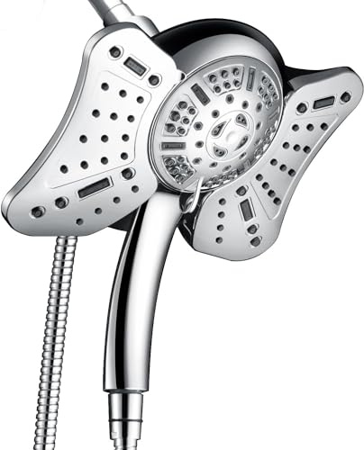 GRICH 【Duschkopf mit Handbrause Combo】 2 in 1 Regenduschköpfe Hochdruck & Handbrausekopf, 9 Sprühmodi/Einstellungen, abnehmbarer Duschkopf mit Schlauch cUPC und CEC-Zertifizierung