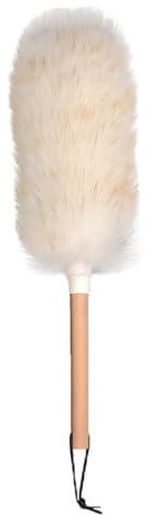ulafbwur Einfach zu bedienender Staubwedel mit Holzgriff, Lammwolle, Feder, Holz, kleine Hand für die Reinigung von Wand, Pflanze, Schreibtisch, Handheld M