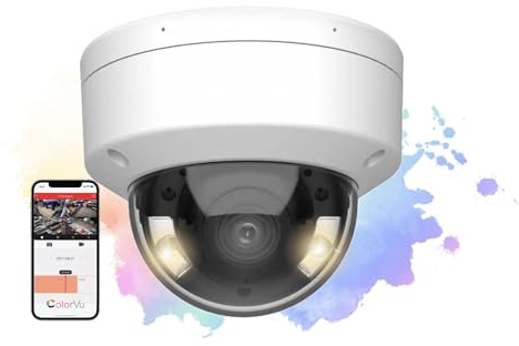 4K 8MP 24/7 Full Time Color Dome Network IP PoE Camera, H.265+, Indoor and Outdoor, Built-in Mic, 2.8mm Wide Angle Lens Compatible with Hikvision DS-2CD2187G2-LSU