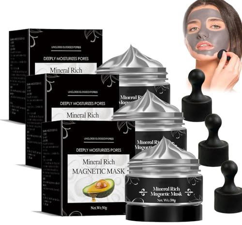Magnetische Gesichtsmaske, Mineralreiche Magnetmaske, Porenreinigungsmaske Mitesser Entferner, Peel Off Gesichtsmaske Hautpflege für alle Hauttypen (3pcs)