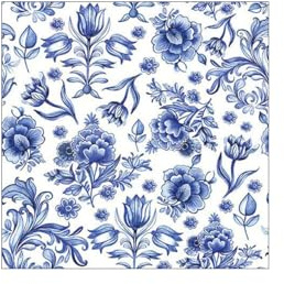 20 Ambiente Papierservietten ''Delfter Blaue Blumen'' Vintage Tischdekoration mit Motiv auch für Party oder Decoupage 33x33cm