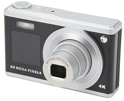 4K-Digitalkamera, 60 MP Vlogging-Kamera, Kompakte Kleine Kamera für Jungen und Mädchen, Reisekamera mit 2,88 Zoll IPS-Bildschirm, Anti-Shake, 10-fachem Optischen Zoom, Autofokus,