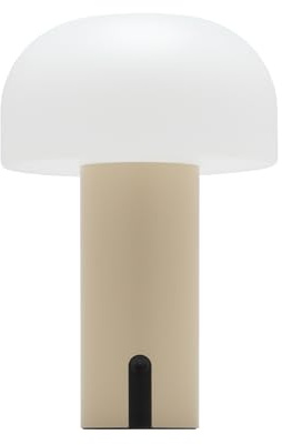 LUUK Studio LED Tischlampe kabellos, Pilz lampe, dimmbar per Touch, für Innen & Außen, tragbar & wiederaufladbar mit Akku, modernes elegantes Design, dekorative Leuchte, Matt Khaki