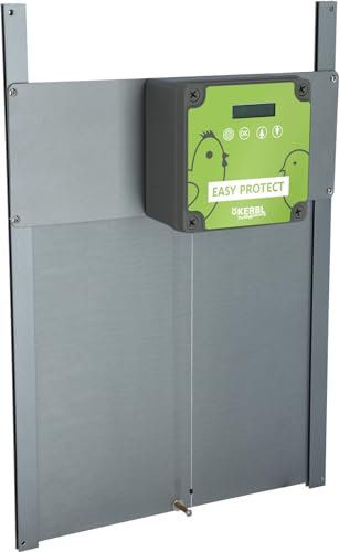 Kerbl Automatische Hühnertür Komplettset EasyProtect, mit Lichtsensor, B x H 32,5 x 58 cm, Batterie oder Netzbetrieb, 70590
