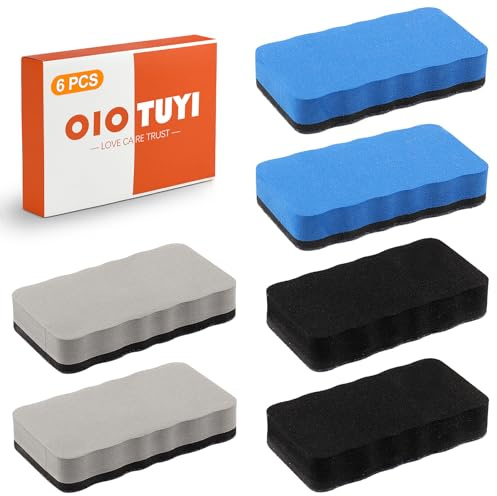 OioTuyi Set di 6 spugne magnetiche per lavagna bianca, pulizia e asciugatura efficaci, ideali per spugne da lavagna, accessori per la casa, l'ufficio e la scuola