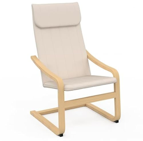 IDMarket - Sessel Nils aus Holz in Buche-Optik und Kissen aus beigem Stoff