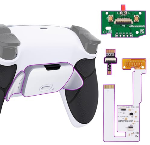 eXtremeRate Rise V3 Remap Kit Programmable pour ps5 Manette BDM-030/040/050, Coque Arrière Redessinée avec 2 Palette pour ps5 Controller BDM-030/040/050, Carte améliorée, Fond Blanc et Blanc