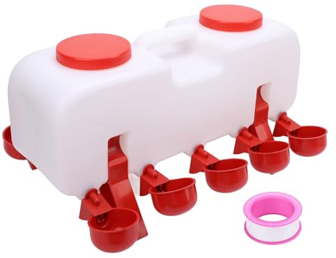 Automatisches Hähnchen-Futterspender-Set, 10 Trinkbecher, kippsicheres Hähnchen-Futterspender- und Tränke-Set, Hühner-Futterspender und Tränke-Set, großer Hühnertränke für Küken