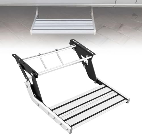 OUBUBY Manuelle RV-Schritt, Aus Aluminiumlegierung klappbare 1 Stufe Camping Wohnmobil Step Super Tragfähigkeit von 150 KG für Wohnmobil Camper Van Reiseanhänger