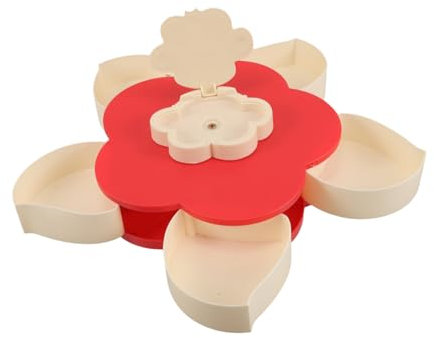 Amosfun Snack Storage Box Rotating Feature Sections for Nuts Candy Fruit Tray Party Home Desk Organizer Large Space Easy Access