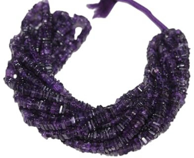 Perline Heishi quadrate di ametista viola naturale – Filo di pietre preziose sciolte da 4,5-5,5 mm per la creazione di gioielli (16) | Perline piatte quadrate di qualità AAA
