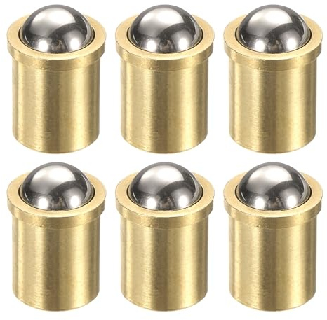 sourcing map 6 stantuffi a molla a sfera in ottone da 10 x 13 mm, con perline di posizionamento di precisione, a molla a sfera, fermi per porte, armadi, dispositivi meccanici, morsetti per mobili