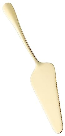 FUNNETOYU Pala Per Dolci e Pala Per Torta in Acciaio 304 Lama Seghettata Placcata Oro Chiaro, Da Forno Ergonomica Per Pizza, Formaggio e Crema in Cucina