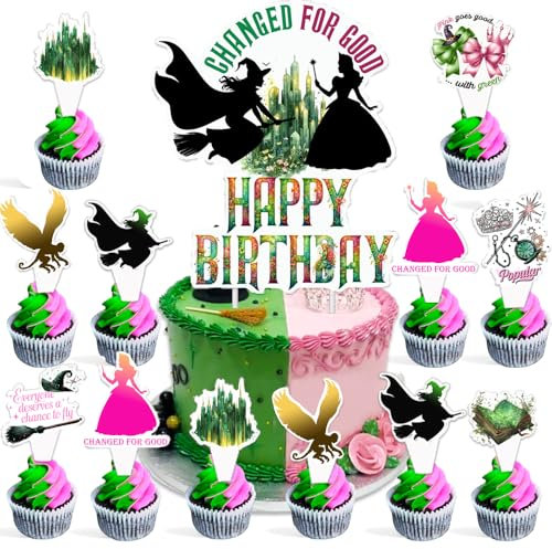 25Pcs Witch Themed Cake Topper Witch Cupcake Toppers, Witch Cake Decorations Witch Birthday Party Decorations, Movie Birthday Party Cake Decorations