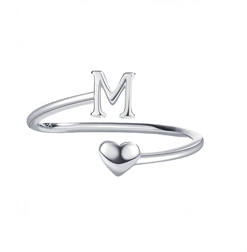Silberring Damen 925 Silber Silberner Ring Mit Dem Buchstaben A Bis Z Für Damen Und Herren,Verstellbar,Herz,Stapelbar,Daumenring,Modisch,Poliert,Verlobungsring,Hochzeitsversprechen,Schmuck Mit Gesch
