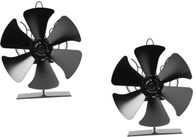 ULTECHNOVO 2 Pièces Ventilateur thermique aérotherme chaleur ventilateur silencieux ventilateur pour poêle ventilateur pour cheminée ventilateur à bois aluminium Black
