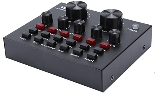 Brrnoo Tarjeta de Sonido en V8, Dispositivo de Grabación de Karaoke Interfaz de USB con Clouds Sound Effect de 48k 16 bits para Transmisión de la Computadora del Teléfono Móvil