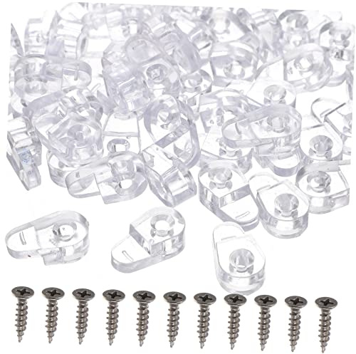 PENIKOKO Glass Mirror Holder Clips and Shelf Bracket Set 50 Metal Glass Clamps and 3.5x16 Screws No-Drill Fixing Clamps for Home Mirror Mounting and Shower Panel Retaining