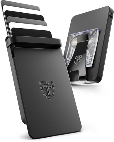 TRAVANDO SLYDE Aluminum Card Holder - RFID Blocking Slim Wallet for Men with Money Clip – Holds Up to 6 Cards – RFID Protected Credit Card Mens Wallet (5-6 Cards)