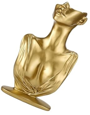 Zambuph Espositore per collane realizzato in resina Ingredienti sicuri Texture di fascia Busto Stand Manichino Porta orecchini Regalo decorativo, Oro