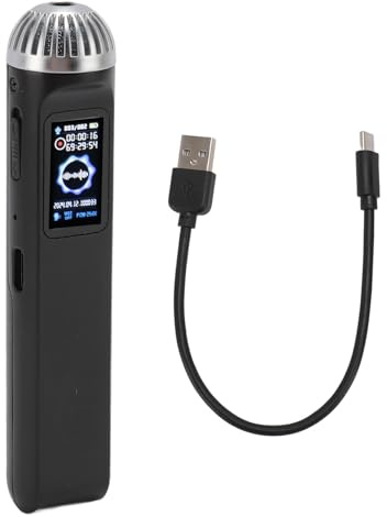 Voice Recorder with Dual Microphone HiFi Lossless Playback Noise Reduction 360° Surround Sound Recording for Meetings Interviews Lectures ABS Black 2.4 Inch (16GB)