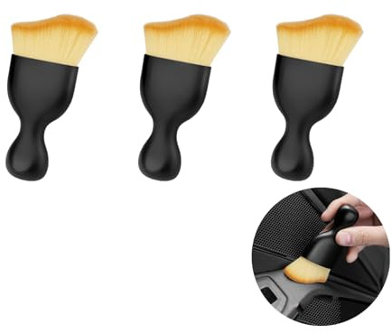 Verazquy 3Pcs Car Cleaning Dusting Brush, No Scratch Auto Interior Dust Car Detailing Cleaning Soft Interior Dashboard Air Outlet Gap Dust Removal and Ash Removal Soft-bristled Brush
