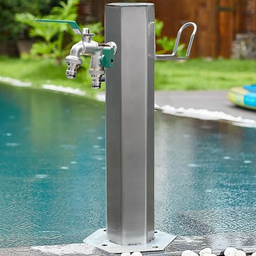 Fontaine à eau pour robinet d'extérieur avec support de tuyau, design résistant au gel pour une utilisation dans le jardin, durable et résistant aux intempéries, parfaite pour l'aménagement paysager