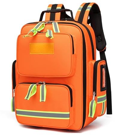 Medizinischer Notfall-Rucksack Leer Notfall Kits -Wasserdicht Verschleißfest Verstellbarer Riemen Atmungsaktiv Rücken Erste Hilfe Tasche für Reisen Haus,Auto,Arbeitsplatz & Outdoor(Orange)