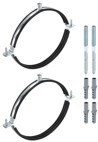 sourcing map 2 Set Split Ring Pipe Hanger 7-7/8 (200mm) Galvanized Steel Sheet Wall Ceiling Mount Adjustable Pipe Bracket Clamp with Screw and Expansion Tube for Plumbing HVAC (M8,M10)