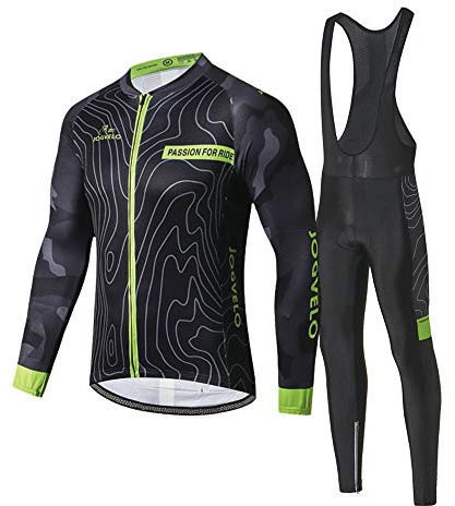 JOGVELO Maillot Ciclismo, Ropa Ciclismo Conjunto Hombre Mangas Largas Jersey + Culotes Ciclismo Reflectante Transpirable, XXL