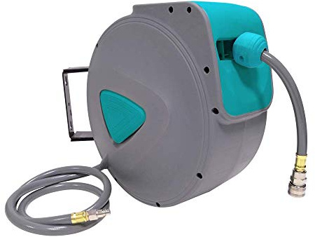 UISEBRT Schlauchtrommel Automatik Druckluft 10m - Druckluftschlauch Aufroller Wandschlauchhalter Grau (10m)