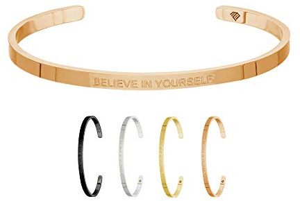 Max Palmer | Armband/Armreif mit Spruch - Gravur Believe IN Yourself | Silber, Schwarz, Gold oder Roségold | Damen, Herren, Kinder | Charm/Bracelet | Bangle