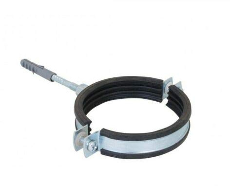 2 x 4 / 108mm-116mm Rubber Lined Pipe Clip with Screw/Pipe Tube Metal Bracket