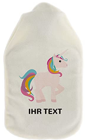 stempel-fabrik – Wärmflasche mit personalisierbarem Bezug – kuscheliger Wärmflaschenbezug mit Wunschtext wie Namen individuell gestalten – Geschenkidee für Kinder & Erwachsene (800 ml | Einhorn)