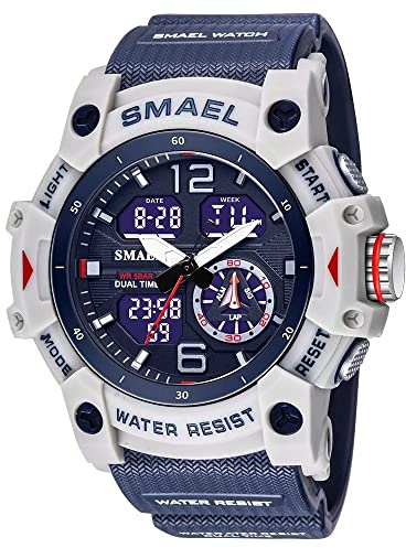 SMAEL Reloj de Pulsera para Hombre, Resistente al Agua, Militar, Deportivo, con Fecha, multifunción, LED, Alarma, cronómetro, Reloj Digital para Hombre