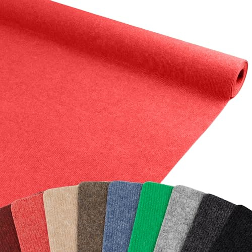 Primaflor Messeteppich Rips Malta | Hellrot | 100x450 cm | BFL-S1 | gerippter Eventteppich | Rips Nadelfilz für Messe, Hochzeit & Event | 2,5 mm | leicht zuschneidbar
