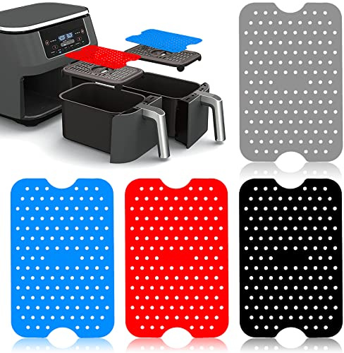 4 Pack Tower Air Fryer Accessories SPOKKI 5.1 x7.87'Air Fryer Silicone Liners Reusable Double Basket Air Fryer Liners Hot Pads for Multifunction Kitchen