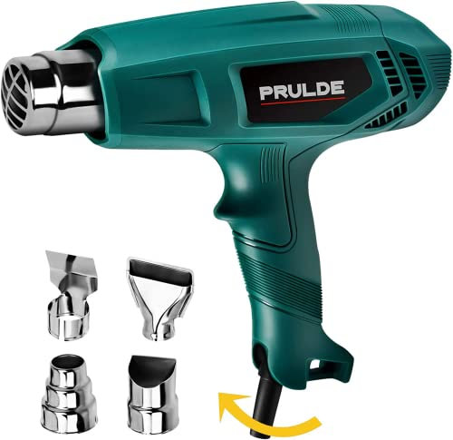PRULDE Heat Gun Kit, Hot Air Gun Variable Temperature 400℃-600℃, Heatgun Dual Temp Settings with 4 Nozzles for Crafts, Shrink PVC/Tubing, Paint Removing