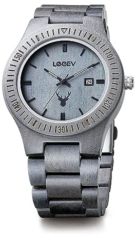 LeeEv Orologi in legno, orologio analogico al quarzo giapponese in legno di sandalo zebrato serie Uwood per uomo con orologio da polso unisex con calendario