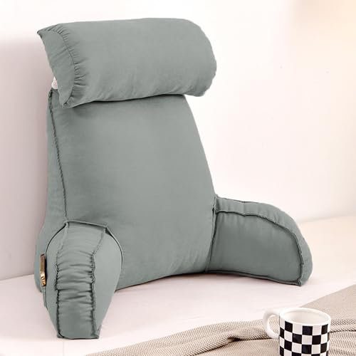 XIEMINLE Großes Lesekissen für Sofa, Stuhl, Bett, Armkissen, Kuschelkissen, Lendenwirbelstützkissen, Rückenlehne, Loungekissen, Taillenkissen, Rückenstützkissen zum Lesen, 75 x 40 x 55 cm, Grau 1