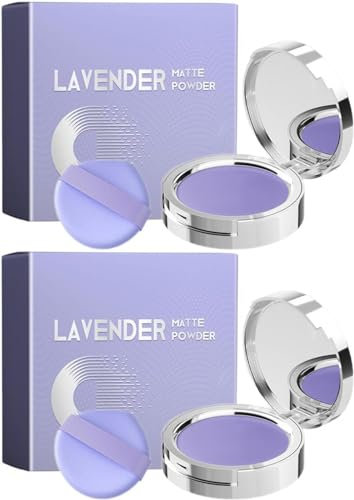2 Stück Lavendel Matte Puder | Oil Control Face Pressed Powder | Gesichts-Make-up-Fixierpuder | Candy Be-lla Puder | Puderfrei, Zart und Hautfreundlich | Minimiert Poren Und Feine Linien