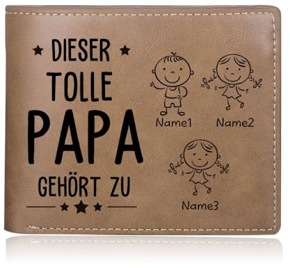 kaululu Personalisierte Geldbörse Herren mit Gravur Namen Mini Portemonnaie Herren Leder Kreditkartenetui RFID Schutz Personalisierte Geschenke Männer Vatertagsgeschenk Jahrestag Geschenk (B-3 Name)