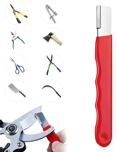 Portable Quick Sharpener, Multipurpose Garden Tool Blade Sharpener for Knife, Pruners, Loppers, Hedge Shears Scissors, Axe, Hatchet, Machete Etc (Red)