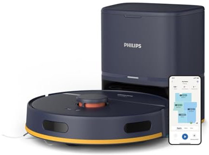 Philips HomeRun serie 2000: 2-in-1 Robot aspirapolvere e lavapavimenti con 2700Pa di aspirazione & 130min autonomia, navigazione laser, stazione auto-svuotamento, controllo app, Blu Notte (XU2100/10)