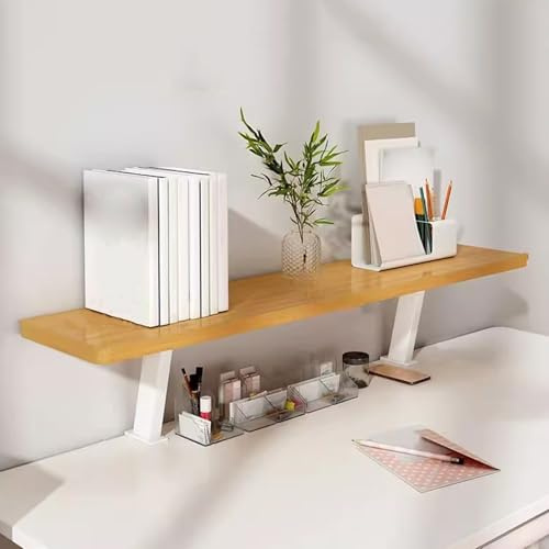 DYUNCZ Clamp-on Desk Organizer Shelf, Extension Floating Side Table, Adjustable Desktop Storage Extender (Walnut, 120cm/47)