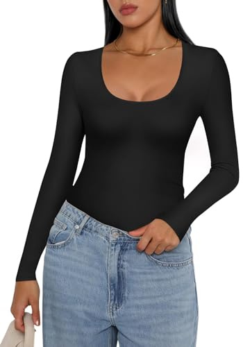 Ekouaer Intimo Termico Donna Traspirante Autunno Tinta Unita Maglia Termica Donna Nero M